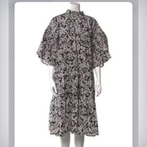 Chic Floral Midi Dress in Black and White